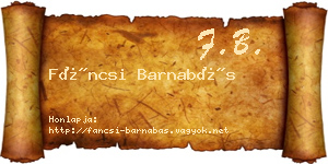Fáncsi Barnabás névjegykártya